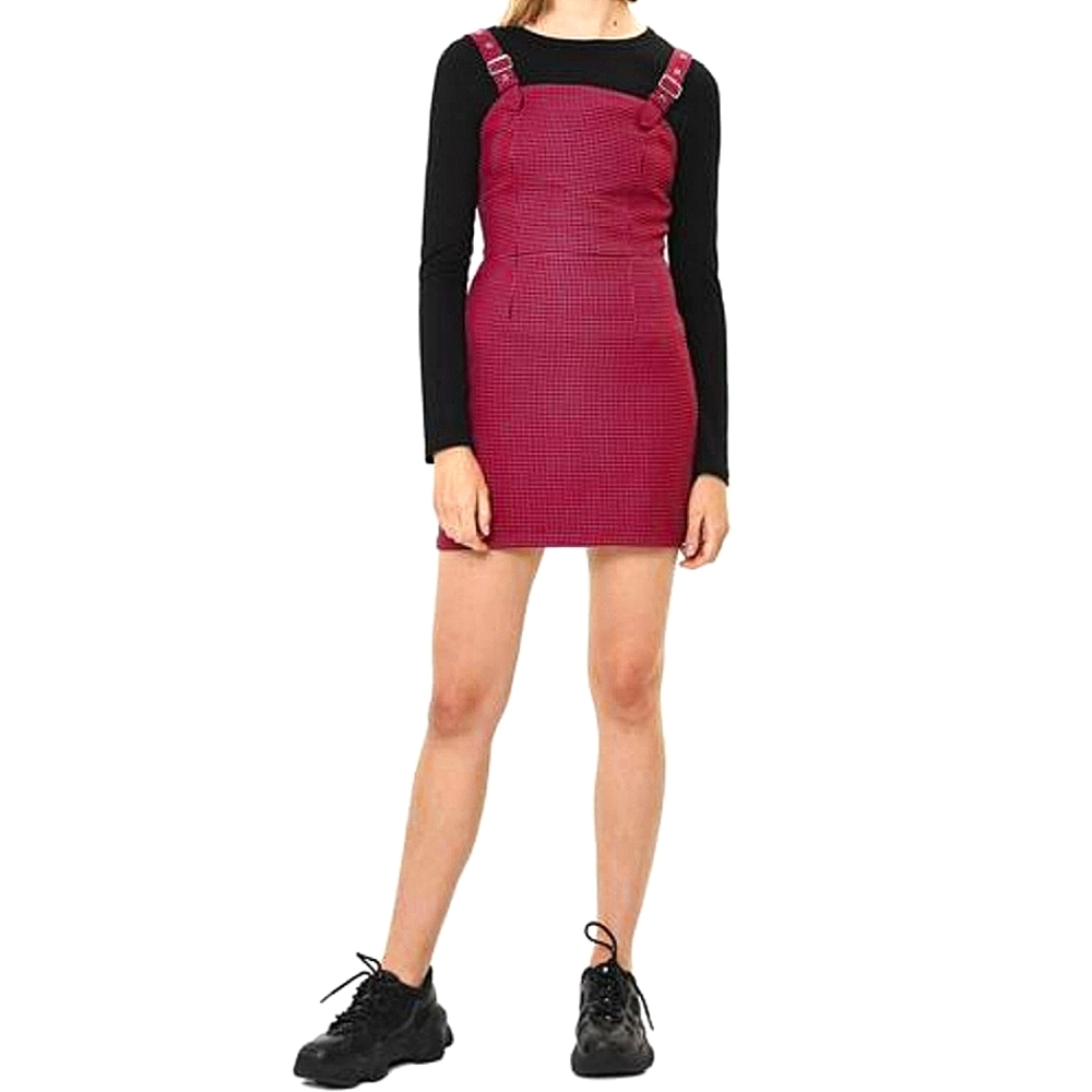 Bershka Pink Houndstooth Dress 90s Emo Gift Grommet Party Punk Retro Rock Sexy